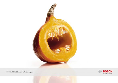 Anuncio de Bosch - Fruta cortada de forma que parece una cara asustada
