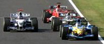 Barrichello, Montoya, Villenueve y Raikkonen muy juntitos en Suzuka