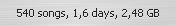 Mi iTunes: 540 canciones, 1,6 días de música